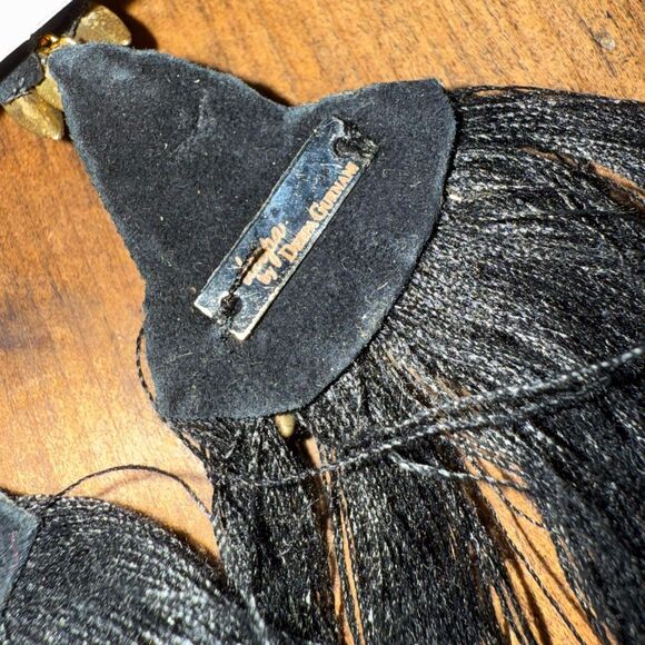 NWT Deepa Gurnani Black Gold Tassel Dangle Statement Earrings - Picture 4 of 7
